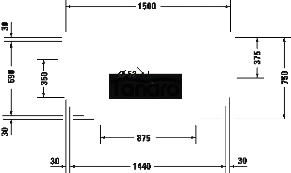 DURAVIT Wanna przyścienna DuraSenja 1500 750 x 470 mm biały | 700578000000000