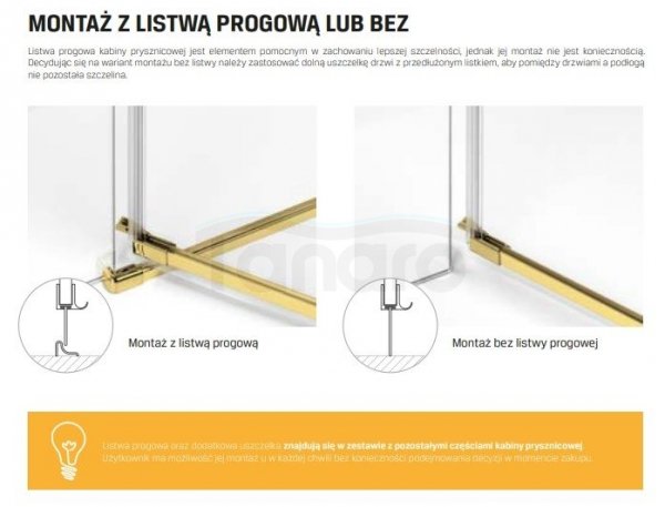 NEW TRENDY Kabina przyścienna AVEXA GOLD SHINE 100x90x200 EXK-2138 POLSKA PRODUKCJA