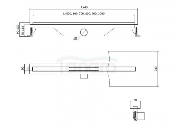 CERSANIT - Odpływ liniowy SLIM TAKO 80 Stal  S907-014
