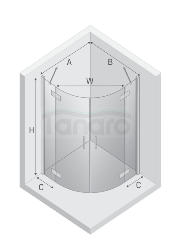 NEW TRENDY Kabina NESTA chrom 2D półokrągła  80x80x200 czyste 6mm Active Shield 2.0 K-3681
