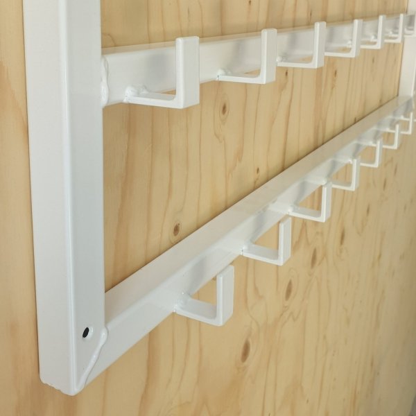 Wieszak w stylu loft na przedpokój z półką i 17 wieszakami na ubrania  MetalFab
