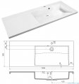 rysunek techniczny Oristo Brylant szafka z umywalką prawa 125x50x48cm biały połysk OR36-SD2S-85-1/OR36-SD2S-40-1/UME-BR-125-92-P