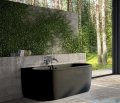 Besco Volya / Vista black wanna 160x75cm wolnostojąca przyścienna czarna z syfonem #WKV-160-WSCZARNA