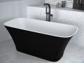 Besco Assos 160x70cm wanna biało-czarna wolnostojąca + syfon klik-klak chrom czyszczony od góry #WMD-160-AWC