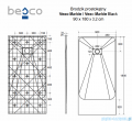 Besco Vexo Marble 180x90cm brodzik prostokątny VM-180-90-P