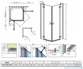 Radaway Essenza New Kdd kabina 100x90cm szkło przejrzyste rysunek techniczny