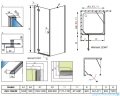 Radaway Kabina prysznicowa Almatea KDJ 120x90 lewa szkło grafitowe 32144-01-05NL