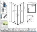 Radaway Nes Kdd B Brushed GunMetal kabina 100x80cm szczotkowany grafit 10024100-92-01L/10024080-92-01R