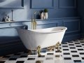 Besco Olaya Glam srebrna 160x68cm wanna owalna Retro + nogi złote #WAO-160-GSG