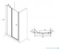Roca Capital drzwi prysznicowe CZARNY MAT 90x200cm przejrzyste AM4609016M