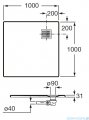 Roca Terran 100x100cm brodzik kwadratowy konglomeratowy czarny AP1033E83E801400