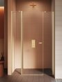 New Trendy New Soleo Gold Brushed 140x195 cm drzwi wnękowe wsporniki skośne złoto szczotkowane/szkło przejrzyste D-0965A
