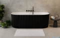 Besco Leya B&W 150x75cm wanna wolnostojąca przyścienna ryflowana akrylowa + syfon klik-klak chrom #WASB-150-L