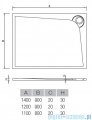 Vayer Bumerang 120x90cm Brodzik prostokątny z konglomeratu marmurowego lewy rysunek techniczny