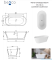 Besco Deeva Glam Grafitowa Illume Coat 170x80 cm wanna wolnostojąca +  syfon chrom #WWA-170DGGC