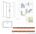 Radaway Idea Kdj kabina 130x70cm lewa szkło przejrzyste rysunek techniczny