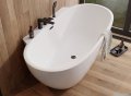 ScandiBath Mandal wanna wolnostojąca/przyścienna z korkiem i przelewem CZARNYM 170x85cm  Q360S-1701OEMBL