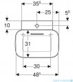 Geberit One CleanDrain Umywalka prostokątna z otworem na baterię 50x42,5cm biały mat KeraTect 505.053.00.1