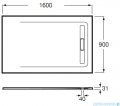 Roca Aquos 160x90cm brodzik prostokątny kompozytowy onyx  AP60164038401640