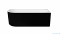 Besco Denaya B&W 150x75cm prawa wanna wolnostojąca przyścienna ryflowana akrylowa + syfon klik-klak chrom #WASB-150DPC