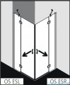 Kermi Osia wejście narożne, jedna połowa, lewa, szkło przezroczyste OsiaClean, profil srebro 90cm OSESL09020VPK