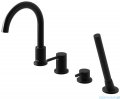 Kohlman Axel Black bateria wannowa 4-otworowa z obrotową wylewką czarny mat QB244AB