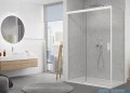 SanSwiss Cadura White Line drzwi przesuwne 160cm jednoskrzydłowe lewe z polem stałym profile biały mat CAS2G1600907
