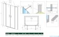 Radaway Nes DWD II drzwi wnękowe 170cm W3 szkło przejrzyste rysunek techniczny