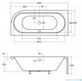 Besco Avita 180x80cm wanna asymetryczna prawa + obudowa + czarny syfon #WAV-180-NP/OAV-180-NS/19977