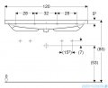 Geberit Acanto Umywalka ścienna z dwoma otworami na baterie 120x48 cm KeraTect 501.880.00.2