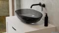 Besco Neya Carbon Grey + maskownica biała umywalka nablatowa 60x35x15cm #UMN-60-CGW