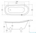 Besco Olaya Glam złota 160x68cm wanna owalna Retro + nogi złote #WAO-160-GZG