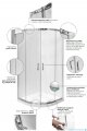 Besco Modern kabina półokrągła 80x80x165cm grafit MP-80-165-G
