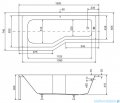 Besco Integra 150x75cm wanna asymetryczna lewa + obudowa CZARNY mat + syfon CZARNY #WAI-150-PL/#OAI-150-NSC/19977