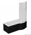 Besco Inspiro 160x70cm wanna z parawanem prawa + obudowa CZARNY mat + syfon CZARNY #WAI-160-PPR/#OAI-160-IIC/19977
