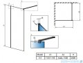 Radaway Modo New Black II 115x200 Frame kabina Walk-in 389115-54-56 rysunek techniczny