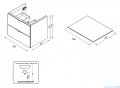 rysunek techniczny Oristo Siena szafka z blatem 80x50x45cm biały połysk OR45-SD2S-80-1/OR00-BU-80-1