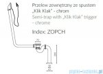 Marmorin syfon z przelewem do wanny FAMA „Klik Klak” chrom ZOPCH