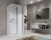 Novellini Glax 2 2.0 kabina z hydromasażem 80x80 prawa srebrna G22GF89DT1-1BB