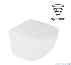 Excellent Luqa Spin Miska wisząca bezrantowa z deską wolnoopadającą biały mat CEAC.6403.K.6405.480.WHM