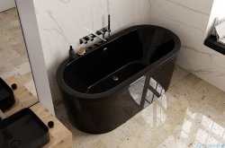 Besco Victoria wanna czarna 185x83cm wolnostojąca z przelewem #WKV-185-WO-CZ