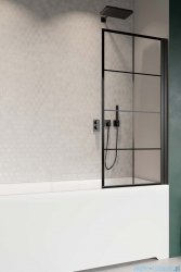 Radaway Nes Black Pnj Factory parawan nawannowy 50cm prawy czarny mat/szkło przejrzyste 10011050-54-55R
