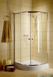 Radaway Classic A Kabina prysznicowa półokrągła z drzwiami przesuwnymi 90x90x185 szkło grafitowe profile białe 30000-04-05