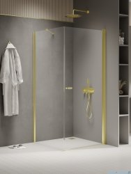 New Trendy New Soleo Light Gold 70x80x195 cm kabina wspornik skośny złoty połysk/szkło przejrzyste K-1828