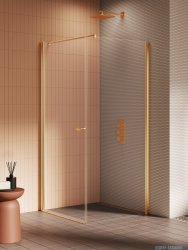 New Trendy New Soleo Gold Brushed 80x100x195 cm kabina wspornik prosty złoto szczotkowane/szkło przejrzyste K-4179-WP