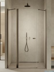 New Trendy New Soleo Gunmetal Brushed 130x195 cm drzwi wnękowe wsporniki skośne grafit szczotkowany/szkło przejrzyste D-0974A