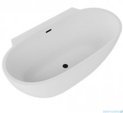 ScandiBath Mandal wanna wolnostojąca/przyścienna z korkiem i przelewem CZARNYM 170x85cm  Q360S-1701OEMBL
