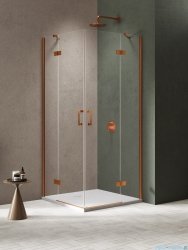 New Trendy Nesta Copper Brushed kabina 110x100x200 cm drzwi podwójne miedź szczotkowana/szkło przejrzyste K-4667