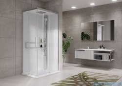Novellini Glax 2 2.0 kabina z hydromasażem 100x80 prawa srebrna G22A108DT1-1BB
