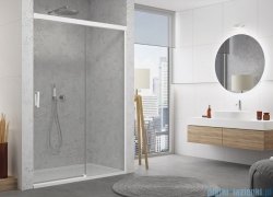 SanSwiss Cadura White Line drzwi przesuwne 110cm jednoskrzydłowe prawe z polem stałym profile biały mat CAS2D1100907